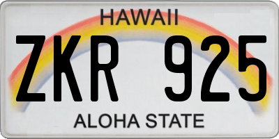 HI license plate ZKR925