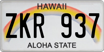 HI license plate ZKR937