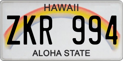 HI license plate ZKR994