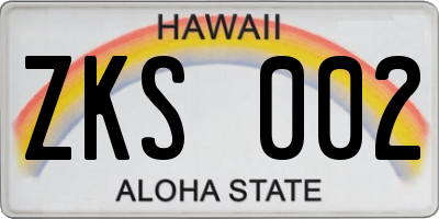 HI license plate ZKS002