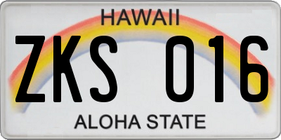 HI license plate ZKS016