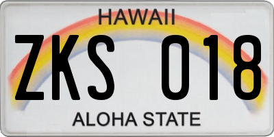 HI license plate ZKS018