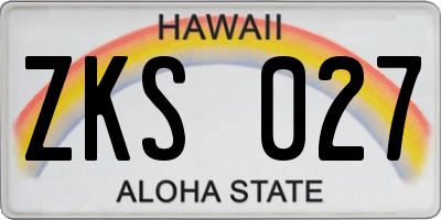 HI license plate ZKS027