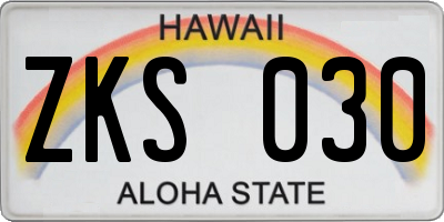 HI license plate ZKS030