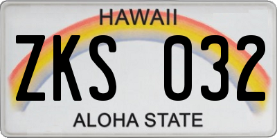 HI license plate ZKS032