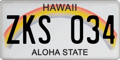 HI license plate ZKS034