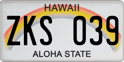 HI license plate ZKS039