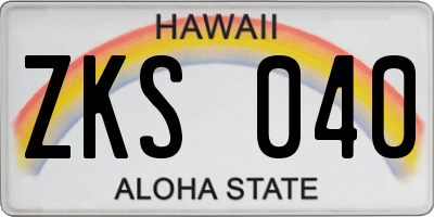 HI license plate ZKS040