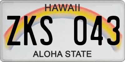 HI license plate ZKS043