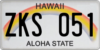 HI license plate ZKS051