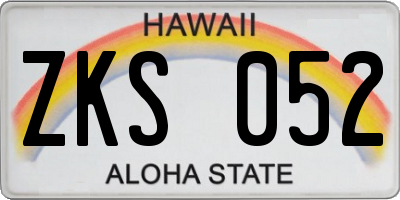 HI license plate ZKS052
