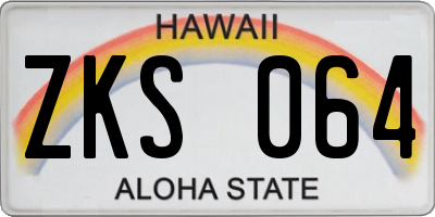 HI license plate ZKS064