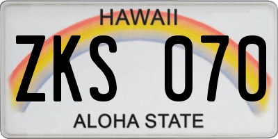 HI license plate ZKS070