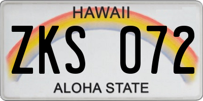 HI license plate ZKS072