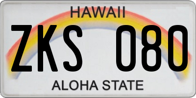 HI license plate ZKS080
