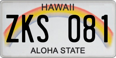HI license plate ZKS081