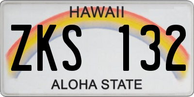 HI license plate ZKS132