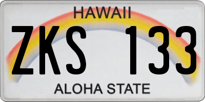 HI license plate ZKS133