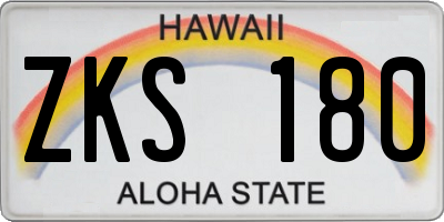 HI license plate ZKS180