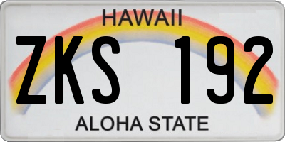 HI license plate ZKS192