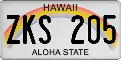 HI license plate ZKS205