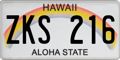 HI license plate ZKS216