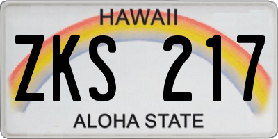 HI license plate ZKS217