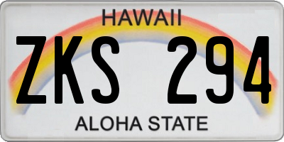 HI license plate ZKS294