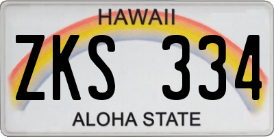 HI license plate ZKS334