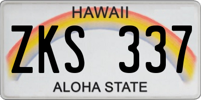 HI license plate ZKS337