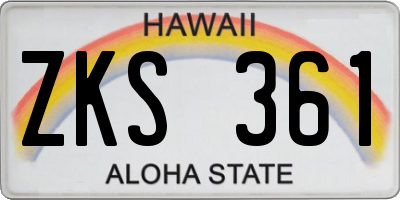 HI license plate ZKS361