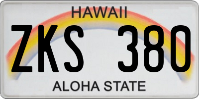 HI license plate ZKS380
