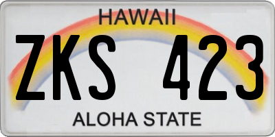 HI license plate ZKS423