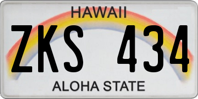 HI license plate ZKS434
