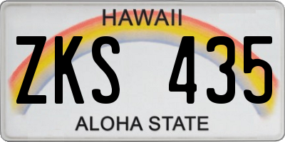 HI license plate ZKS435