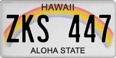 HI license plate ZKS447