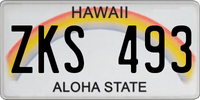 HI license plate ZKS493