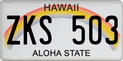 HI license plate ZKS503