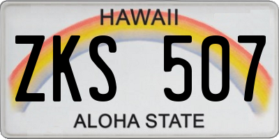 HI license plate ZKS507