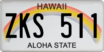 HI license plate ZKS511