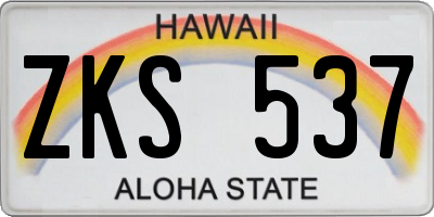 HI license plate ZKS537