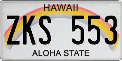 HI license plate ZKS553