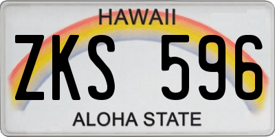 HI license plate ZKS596