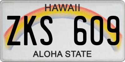 HI license plate ZKS609