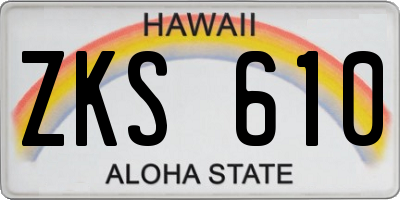 HI license plate ZKS610