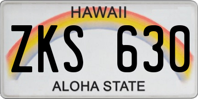 HI license plate ZKS630