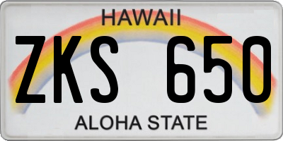 HI license plate ZKS650