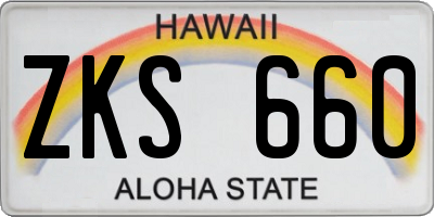 HI license plate ZKS660