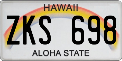 HI license plate ZKS698