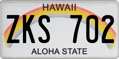 HI license plate ZKS702
